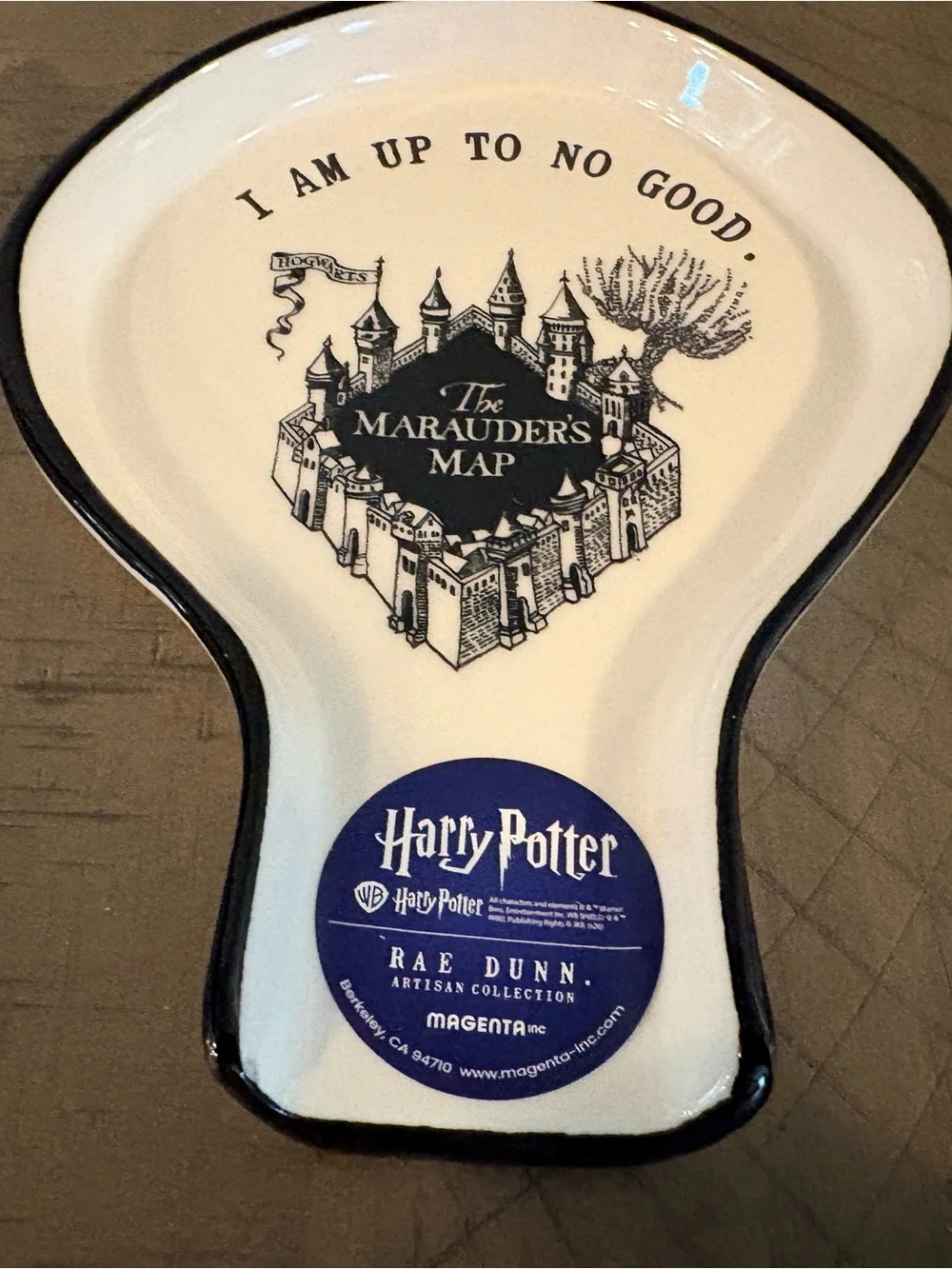 Rae Dunn White and Black Marauder's Map I AM UP TO NO GOOD Spoon Rest